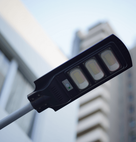 All-in-one solar street light in public space